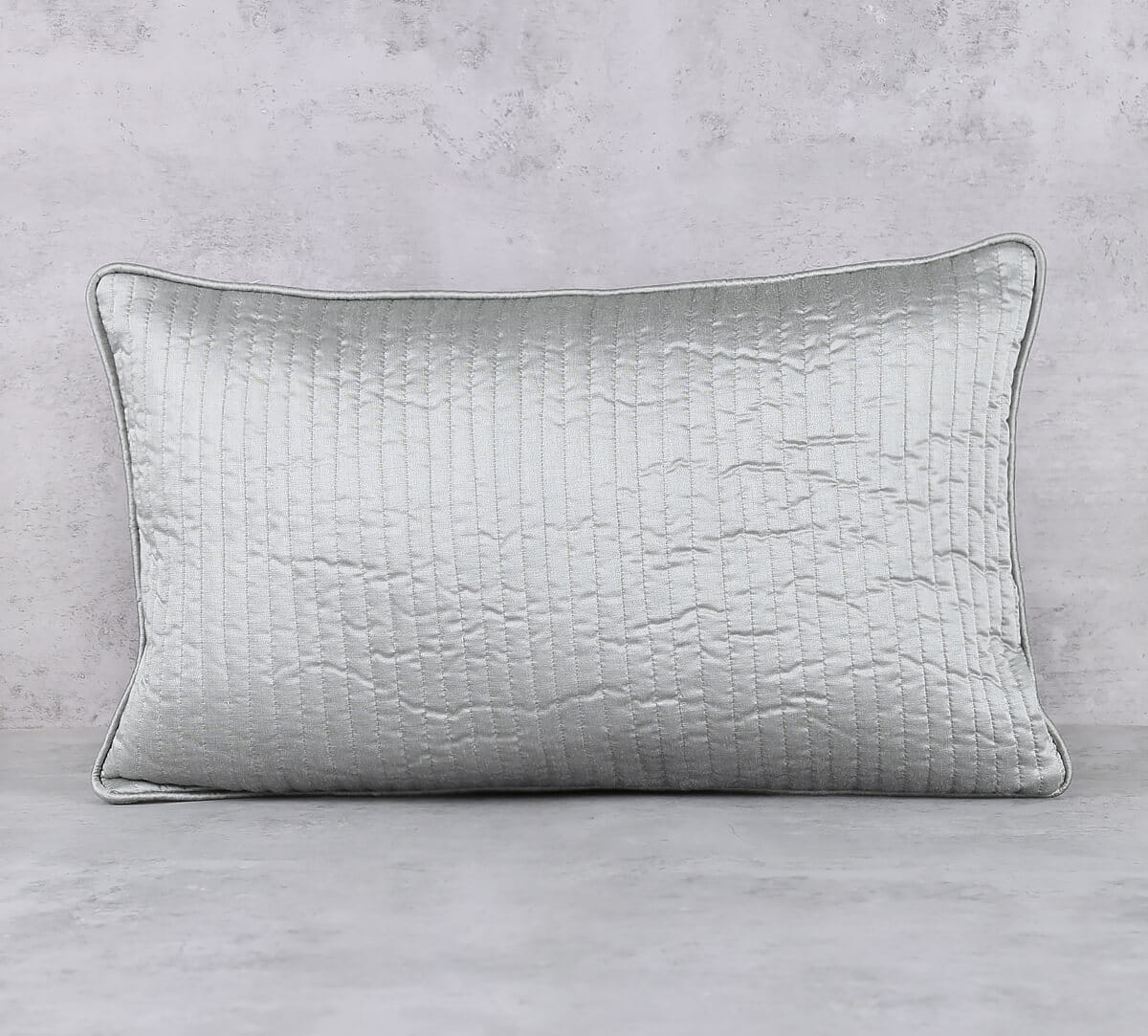 Silver Pintucks Quilted Cushion Cover