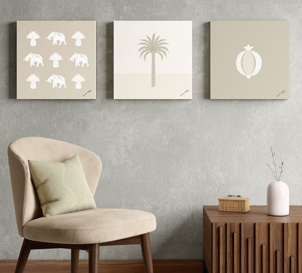 Solid Motif Canvas Wall Art Set of 3