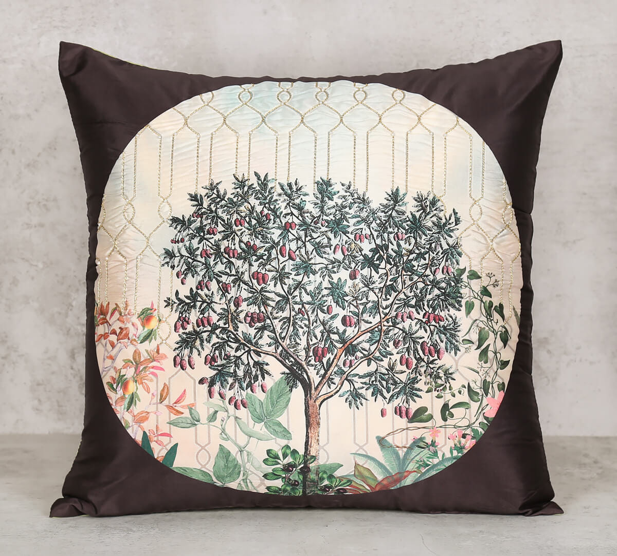 Sultry Greenwood Embroidered Cushion Cover