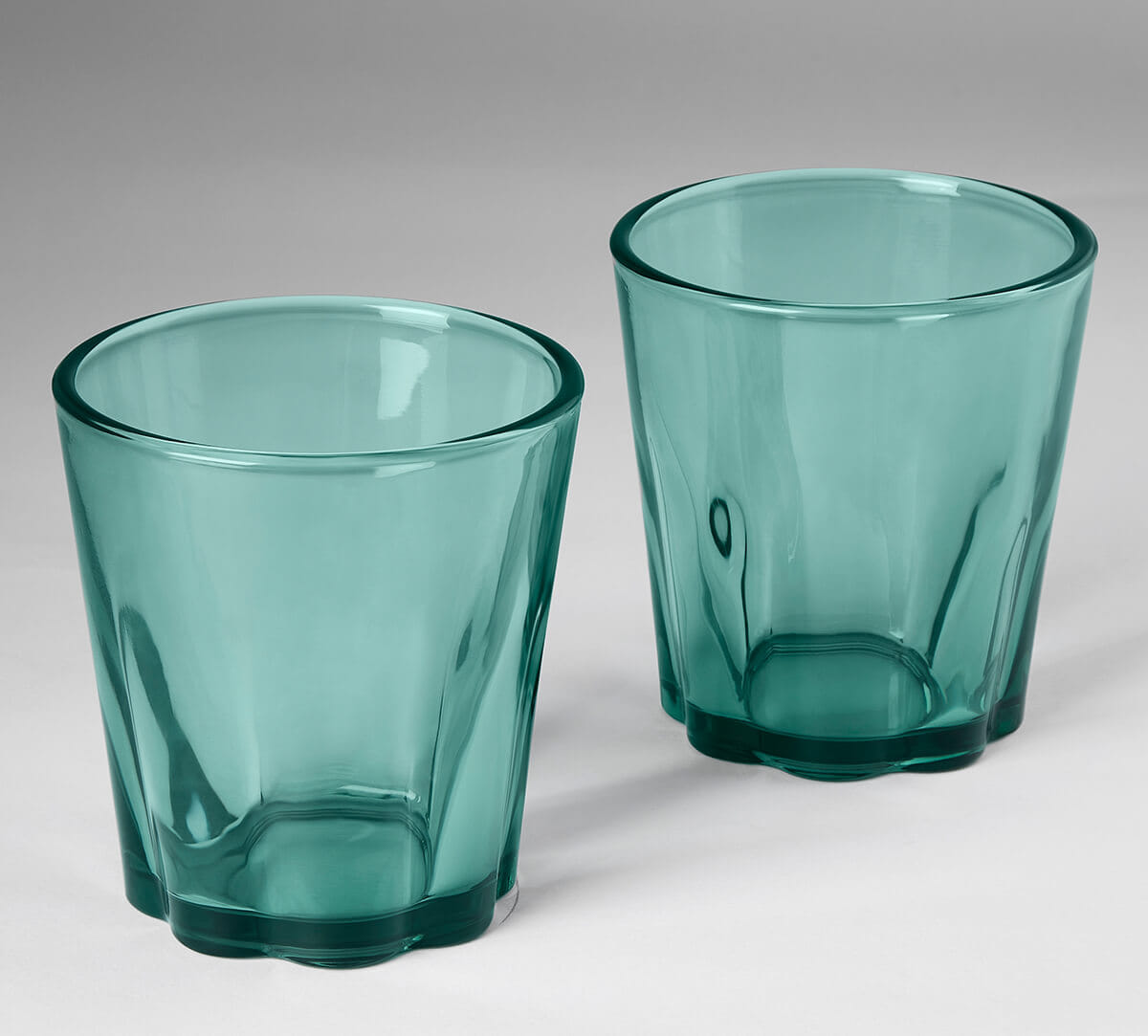 Teal Glass Tumbler Set of 2