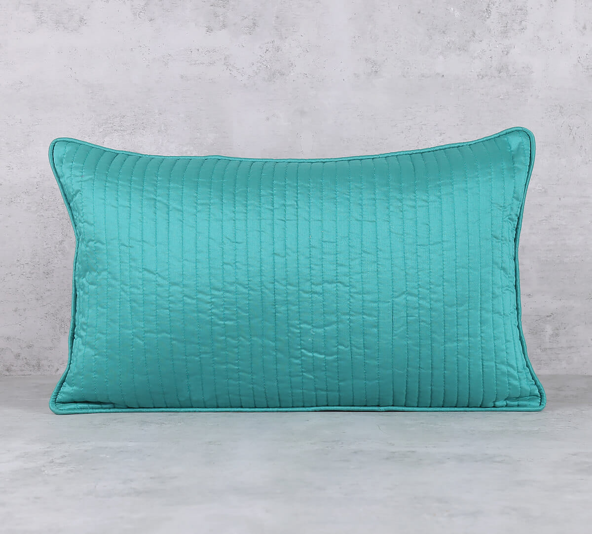 Teal Pintucks Quilted Cushion Cover