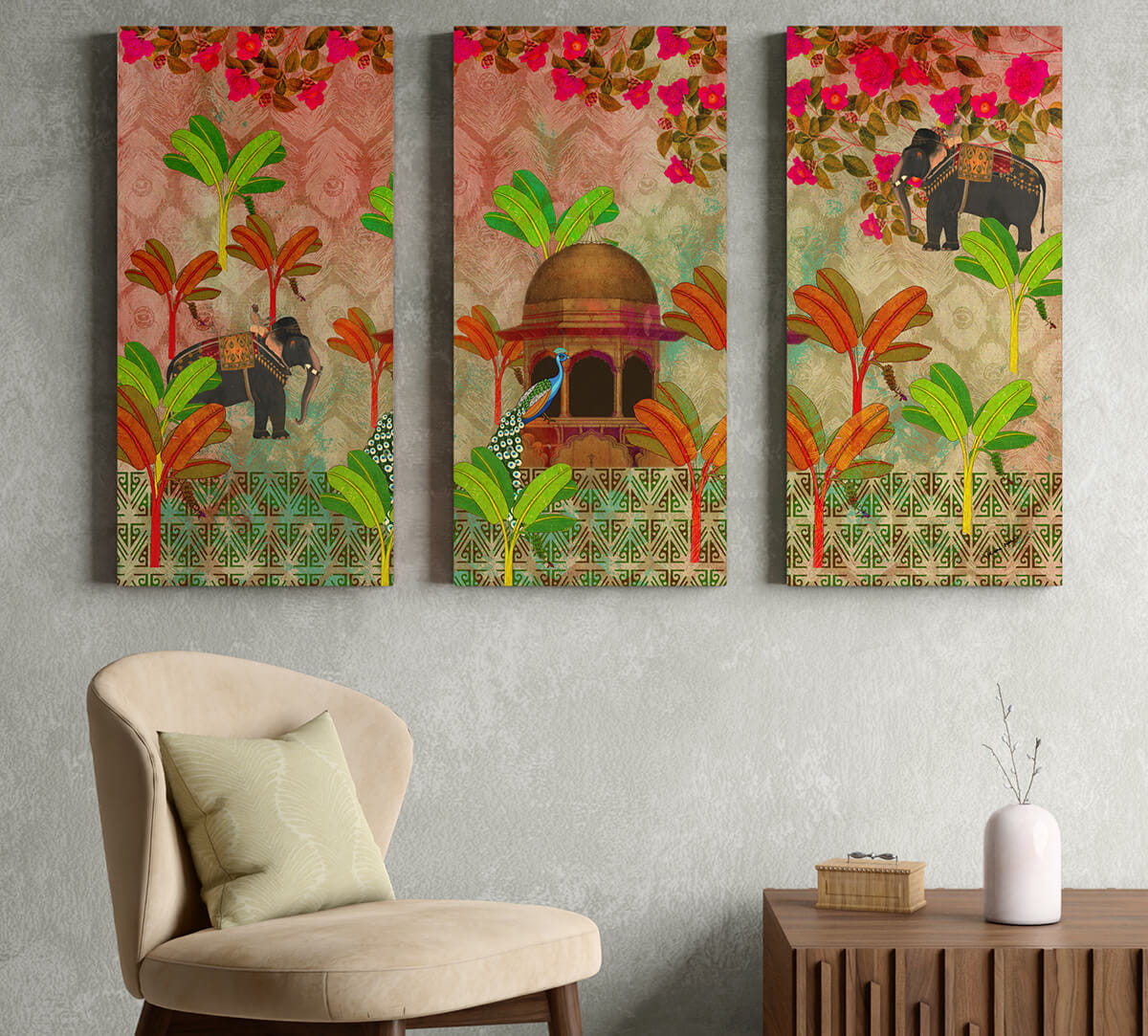 Tribal Tusker Wall Art Set of 3