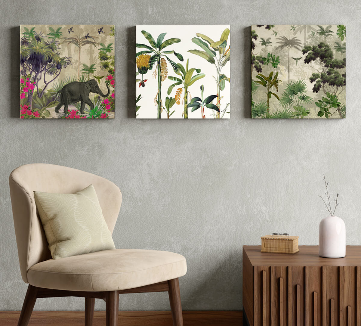Tropical Bliss Land Canvas Wall Art Set of 3