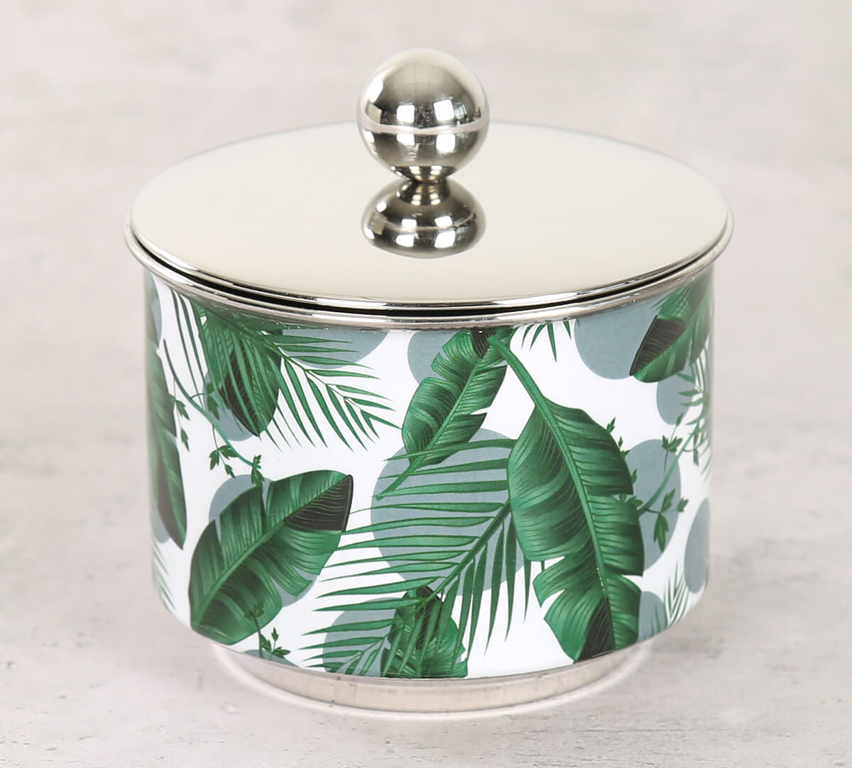 Tropical Leaves Steel Bowl with Lid