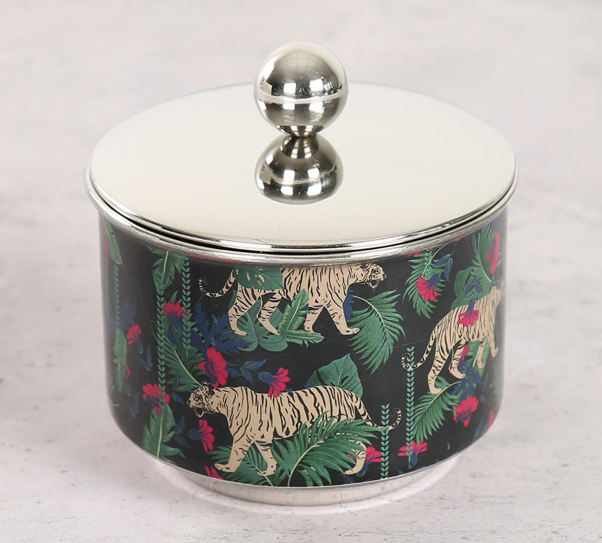 Tropical Tiger Steel Bowl with Lid