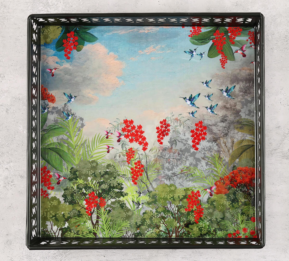 Tropical View Square Iron Tray