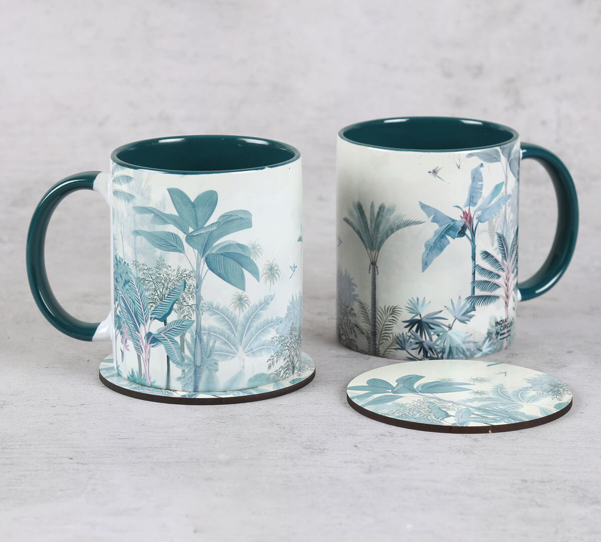 Twirling Tropics Ceramic Mugs & Coasters Combo Set of 2