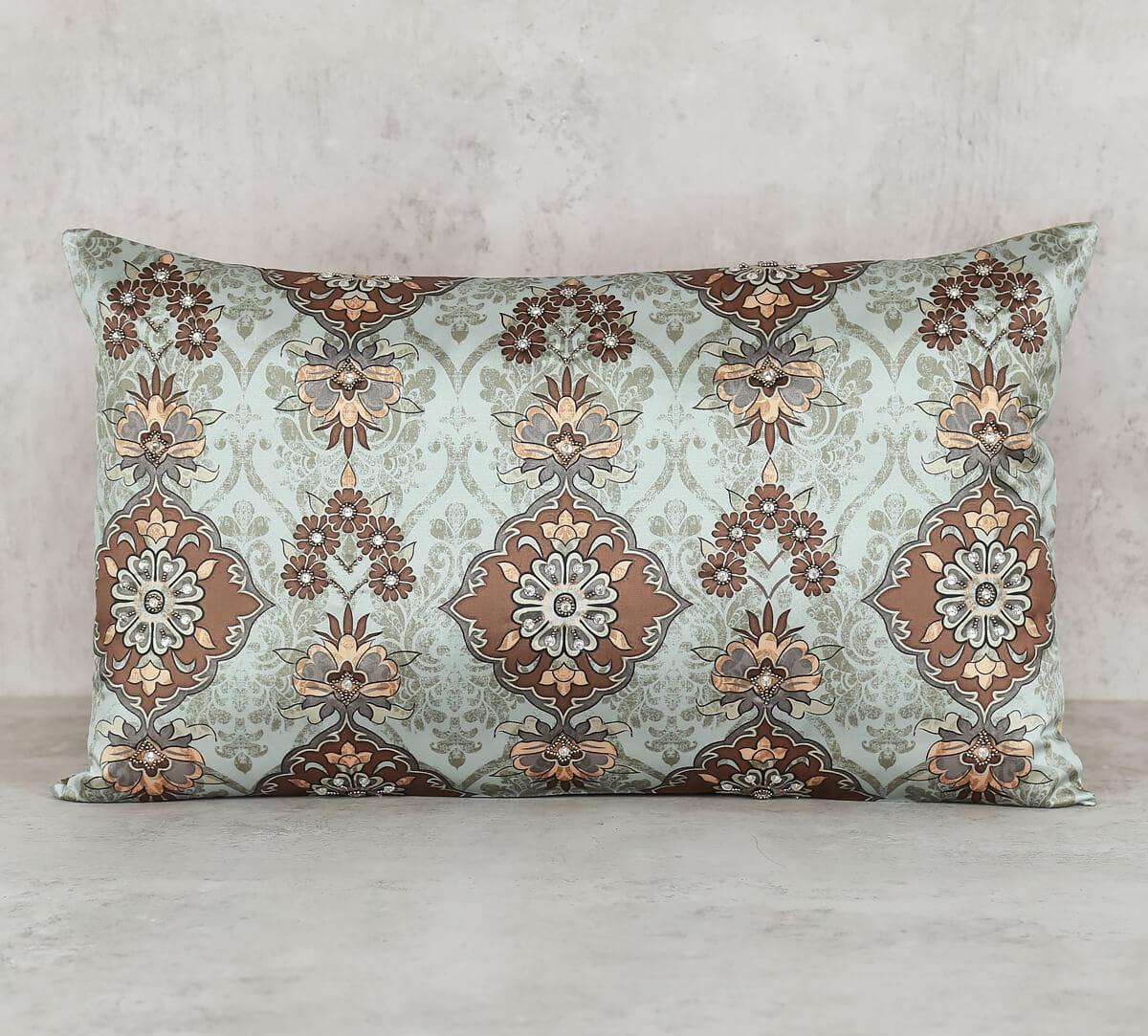 Viridescent Motif Embroidered Rectangle Cushion Cover