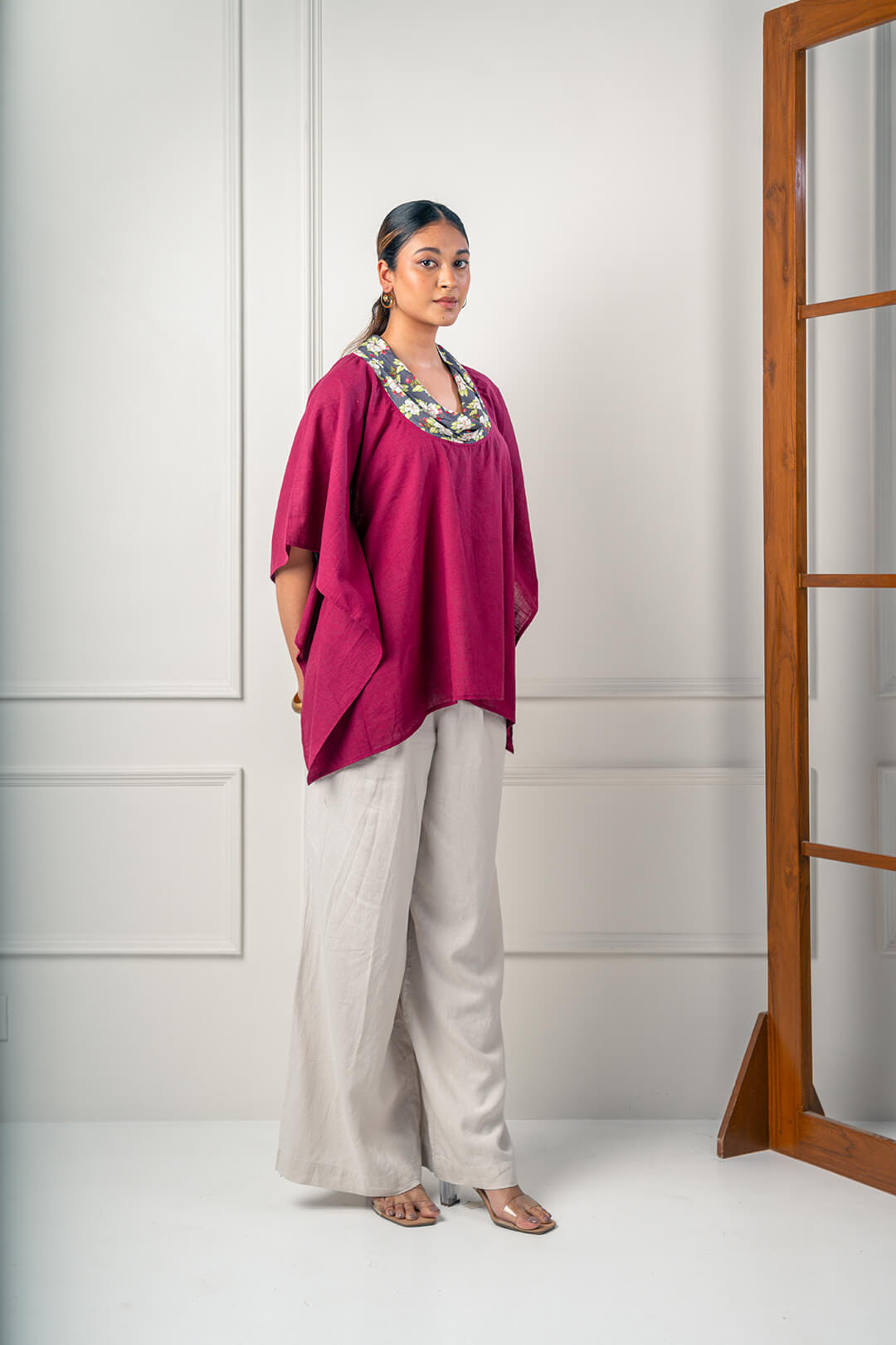 White Rose Allure Cowl Neck Top