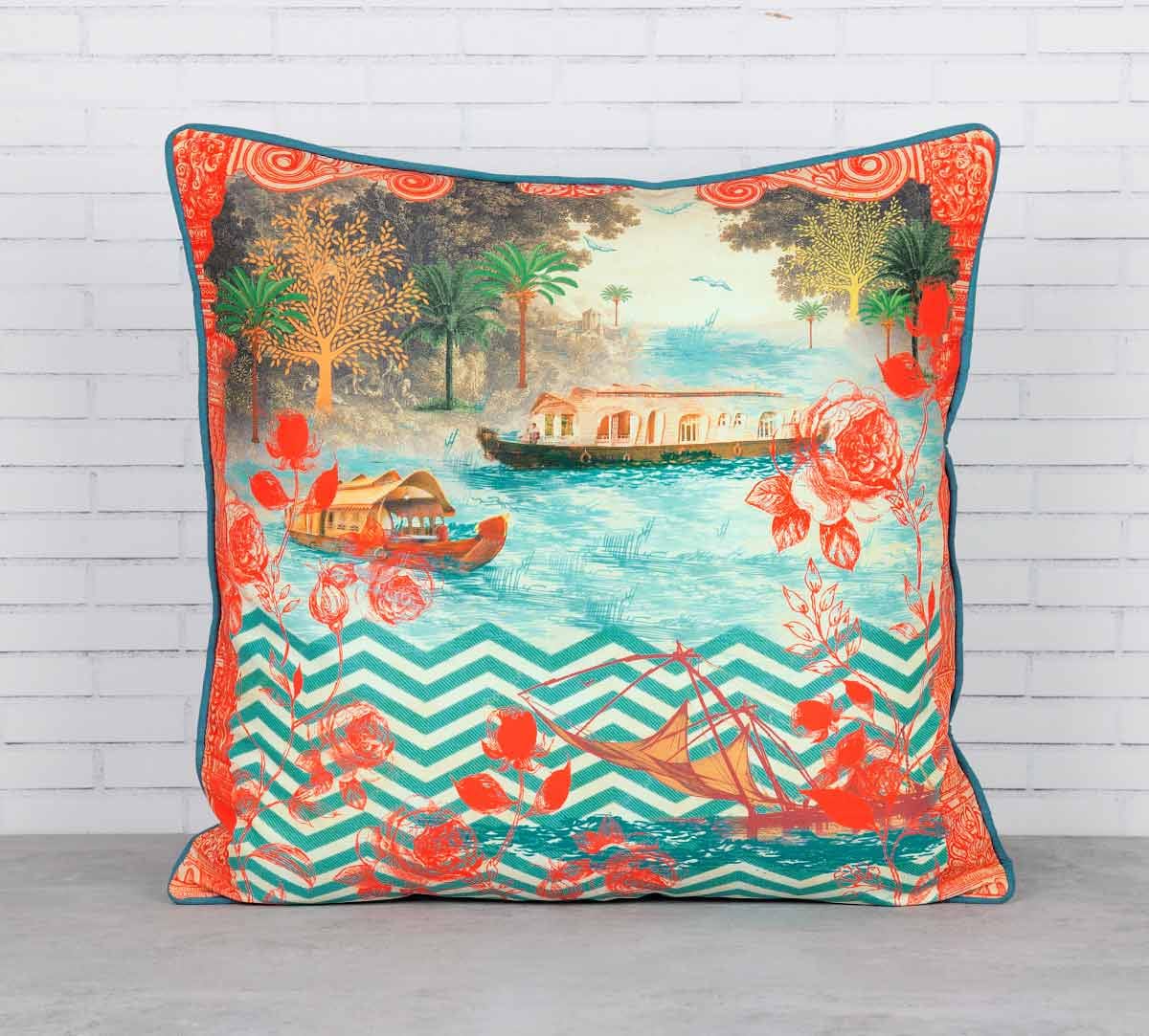 Chevron Backwaters Satin Blend Cushion Cover