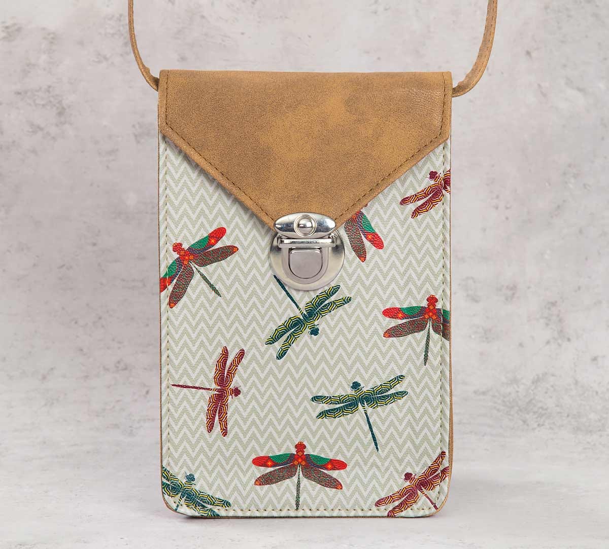 Chevron Dragonflies Mobile Sling Bag