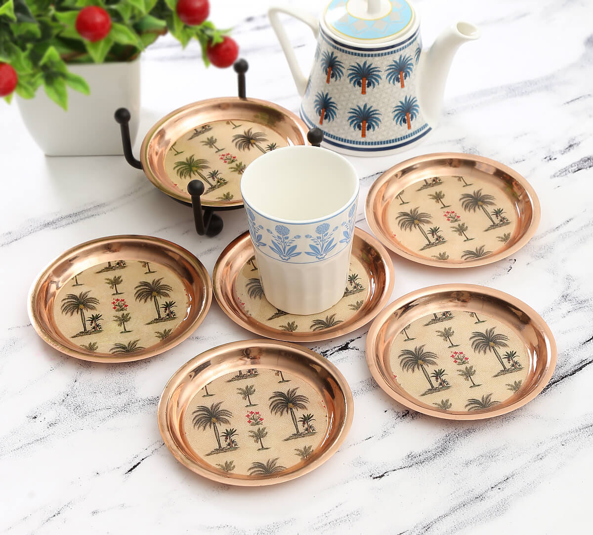 Chevron Palms Coaster Set of 6
