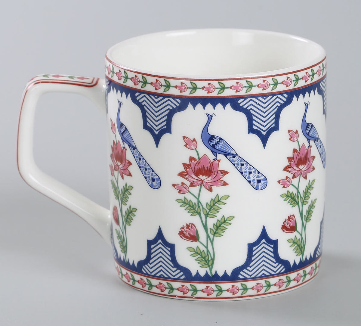 Chevron Perching Peacock Mug Set of 6