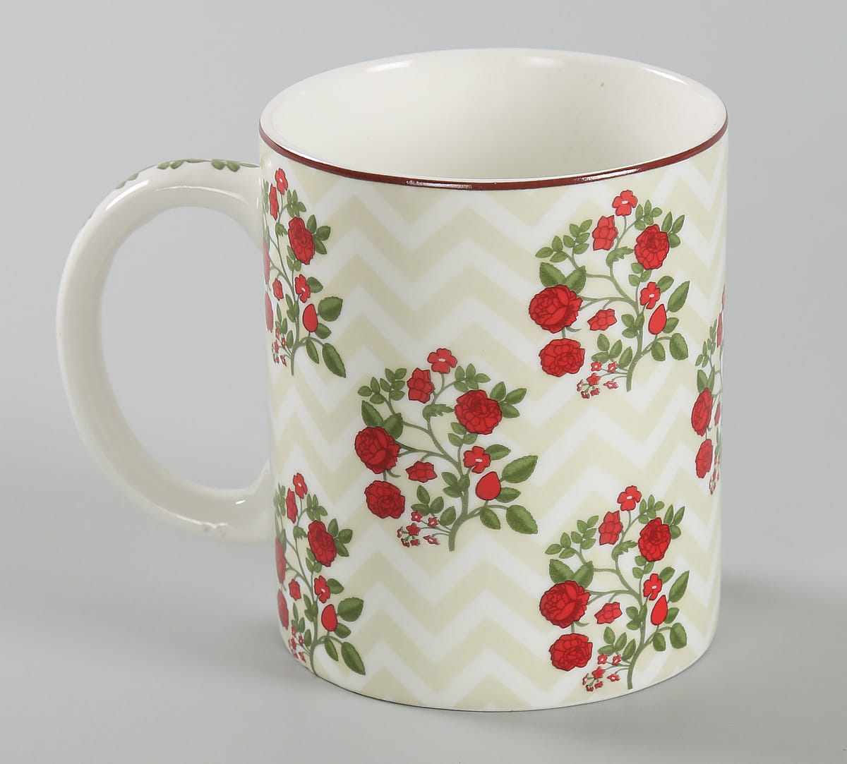 Chevron Roses Coffee Mug Set of 2