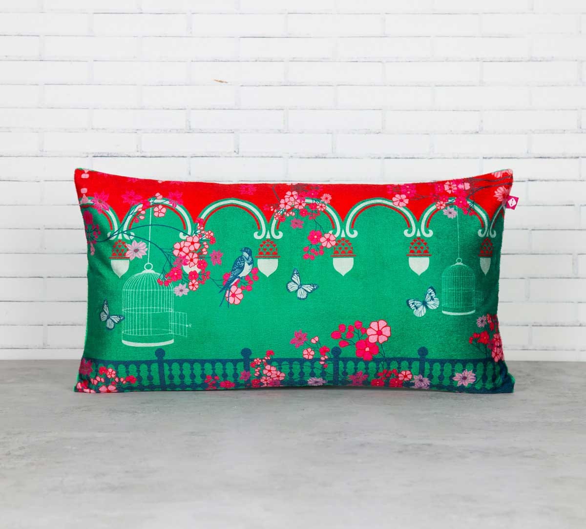 Chirping Birds Realm 16" x 8" Blended Velvet Cushion Cover