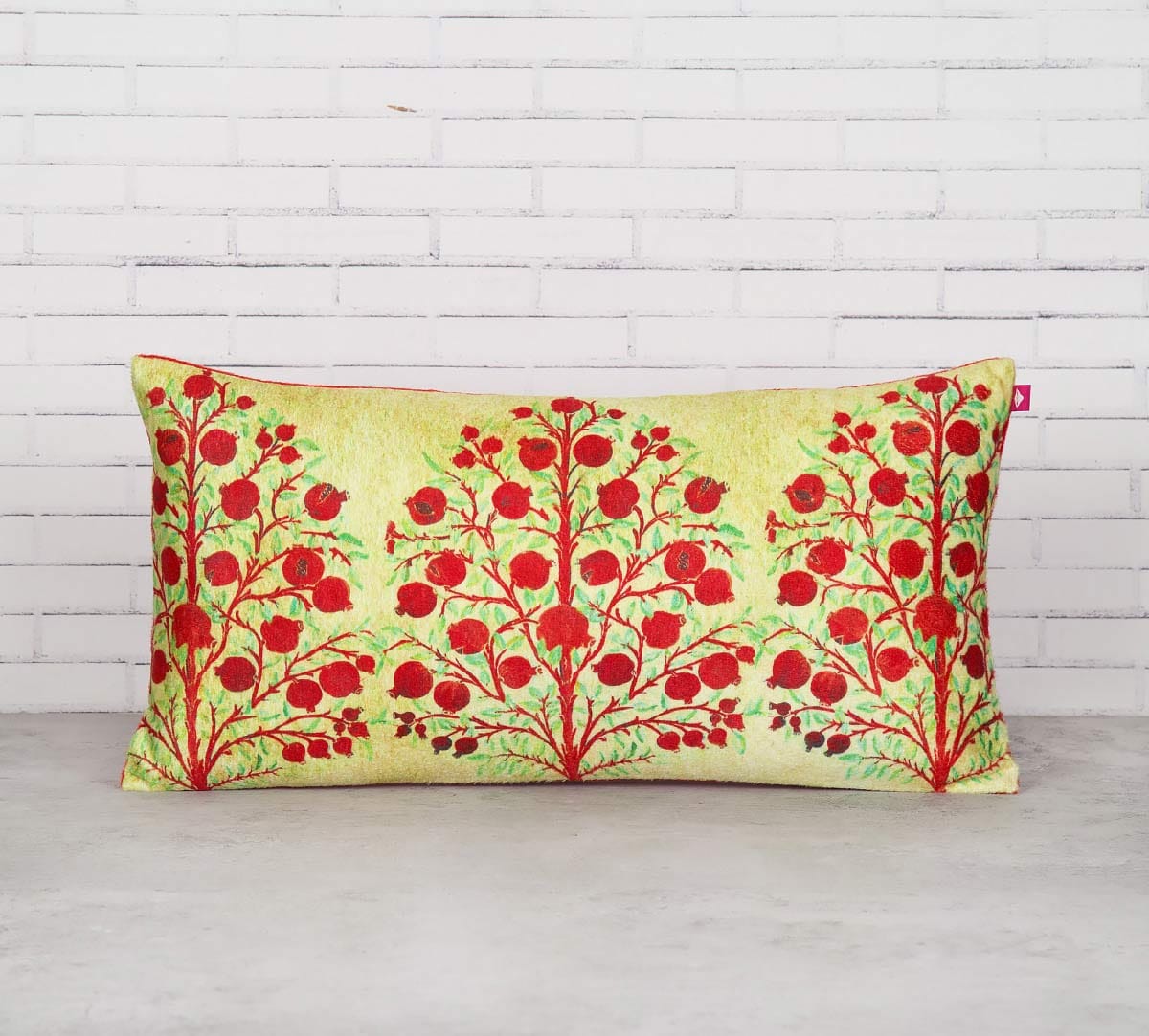 Cream Mystical Pomegranate 16" x 8" Blended Velvet Cushion Cover