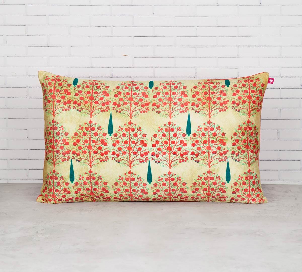 Cream Mystical Pomegranate 20" x 12" Blended Velvet Cushion Cover
