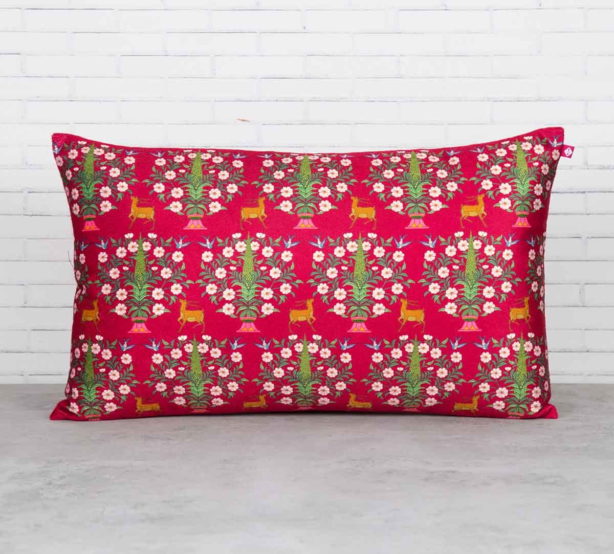 Deer and Conifer Garden 20" x 12" Blended Velvet Cushion Cover