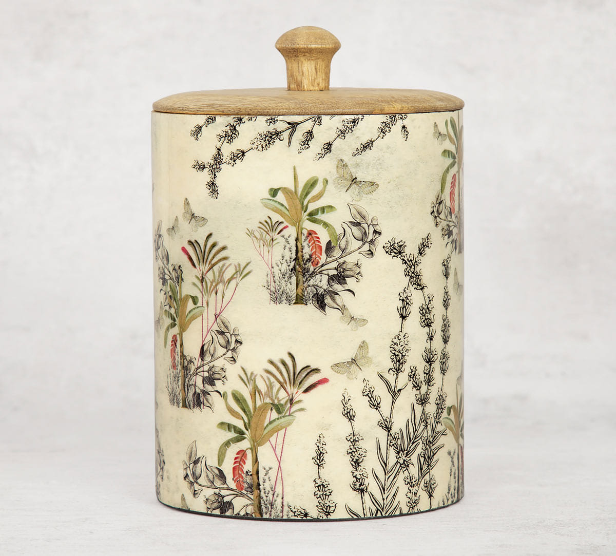 Desert Plants Medium Wooden Jar