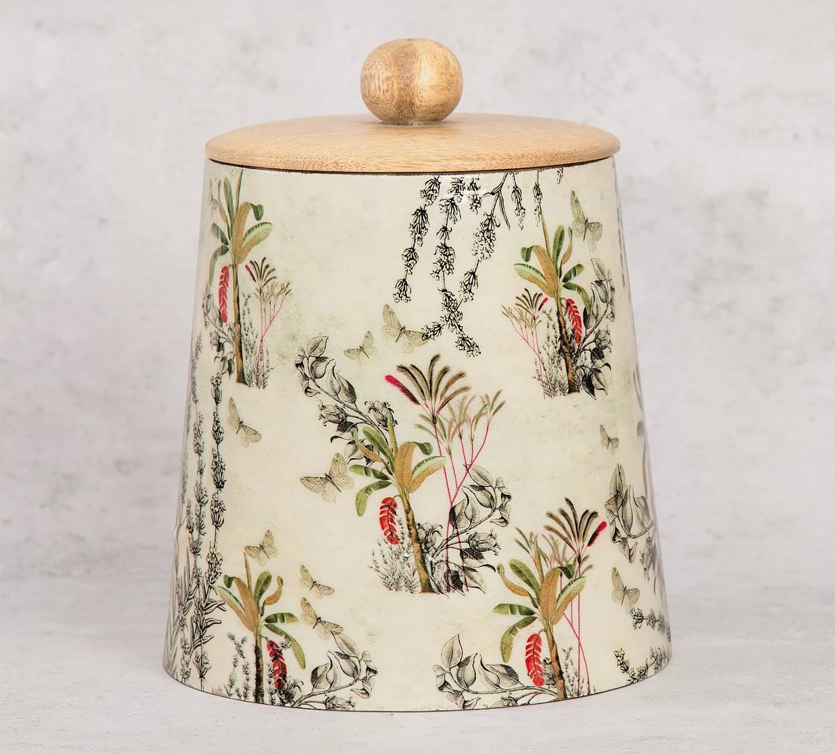 Desert Plants Wooden Jar