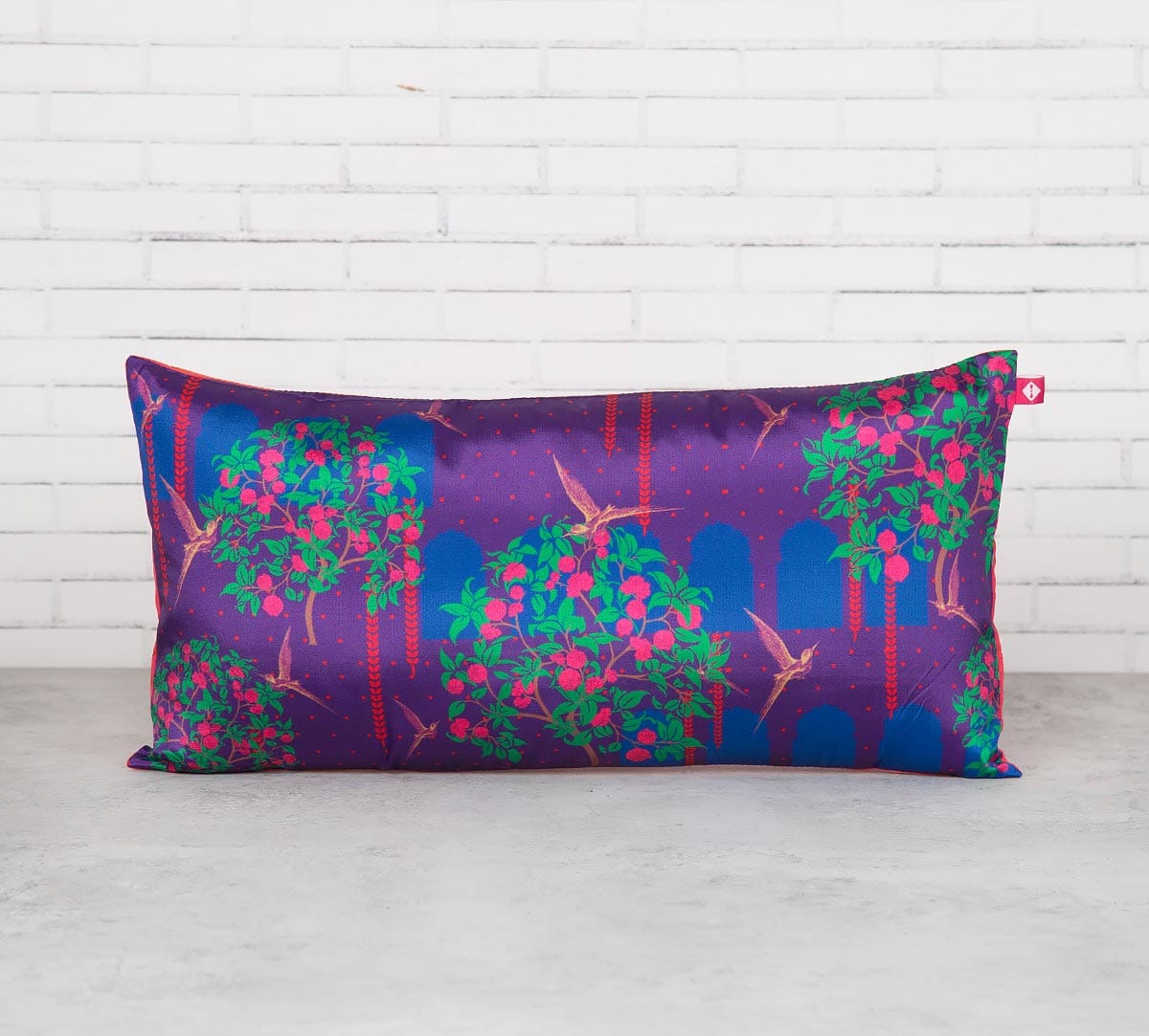 Eggplant Berry Pecker 16" x 8" Blended Taf Silk Cushion Cover
