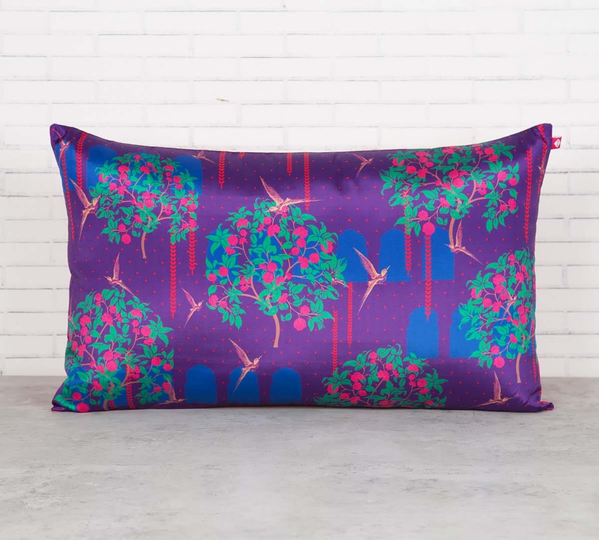 Eggplant Berry Pecker 20" x 12" Blended Taf Silk Cushion Cover