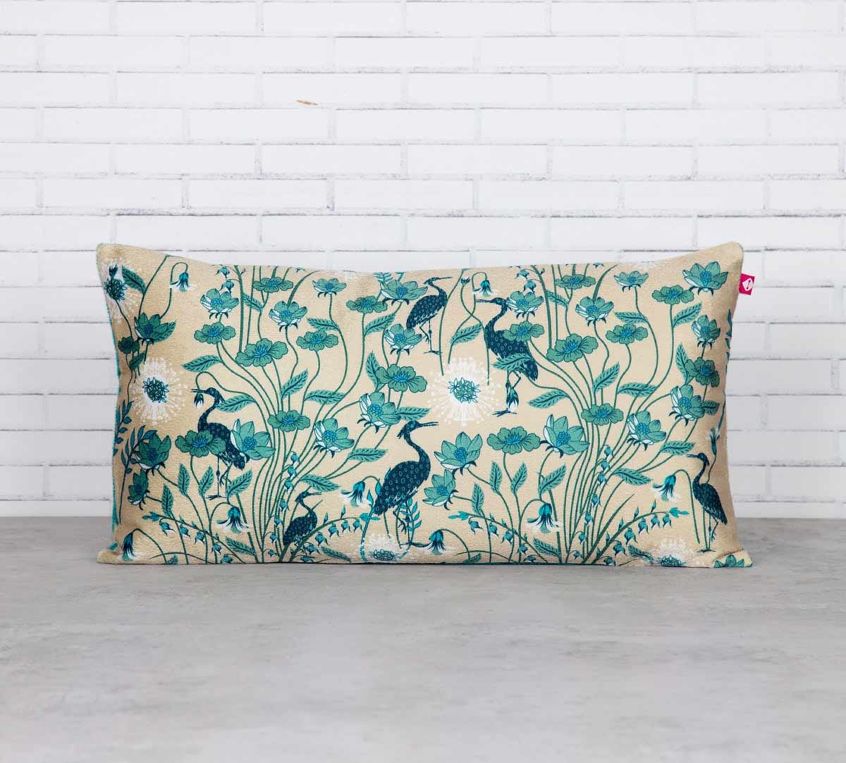 Egrets Botanical Treat 16" x 8" Blended Velvet Cushion Cover