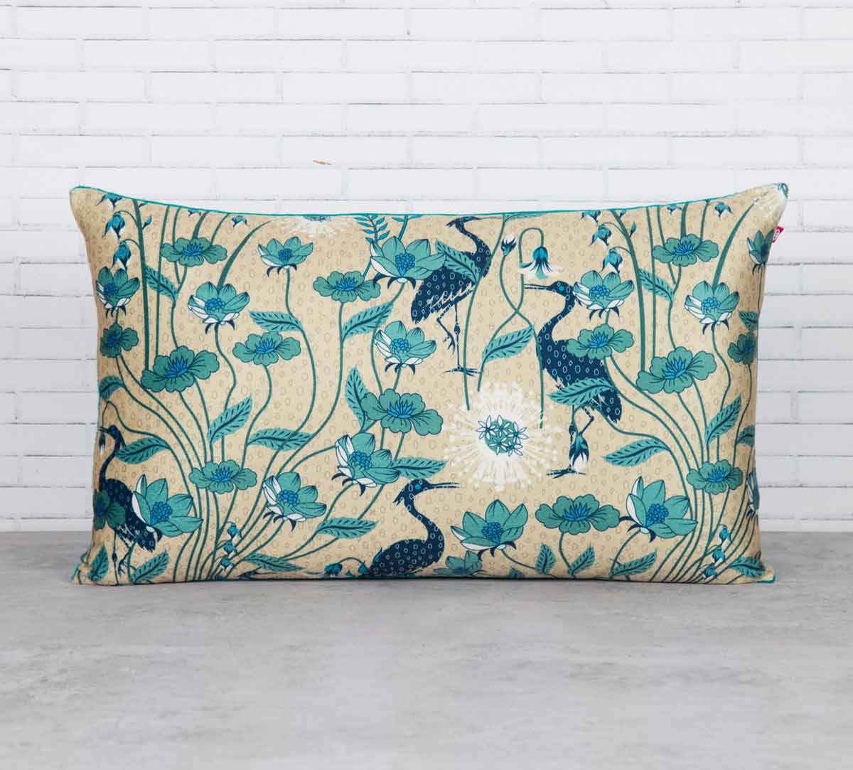 Egrets Botanical Treat 20" x 12" Blended Velvet Cushion Cover
