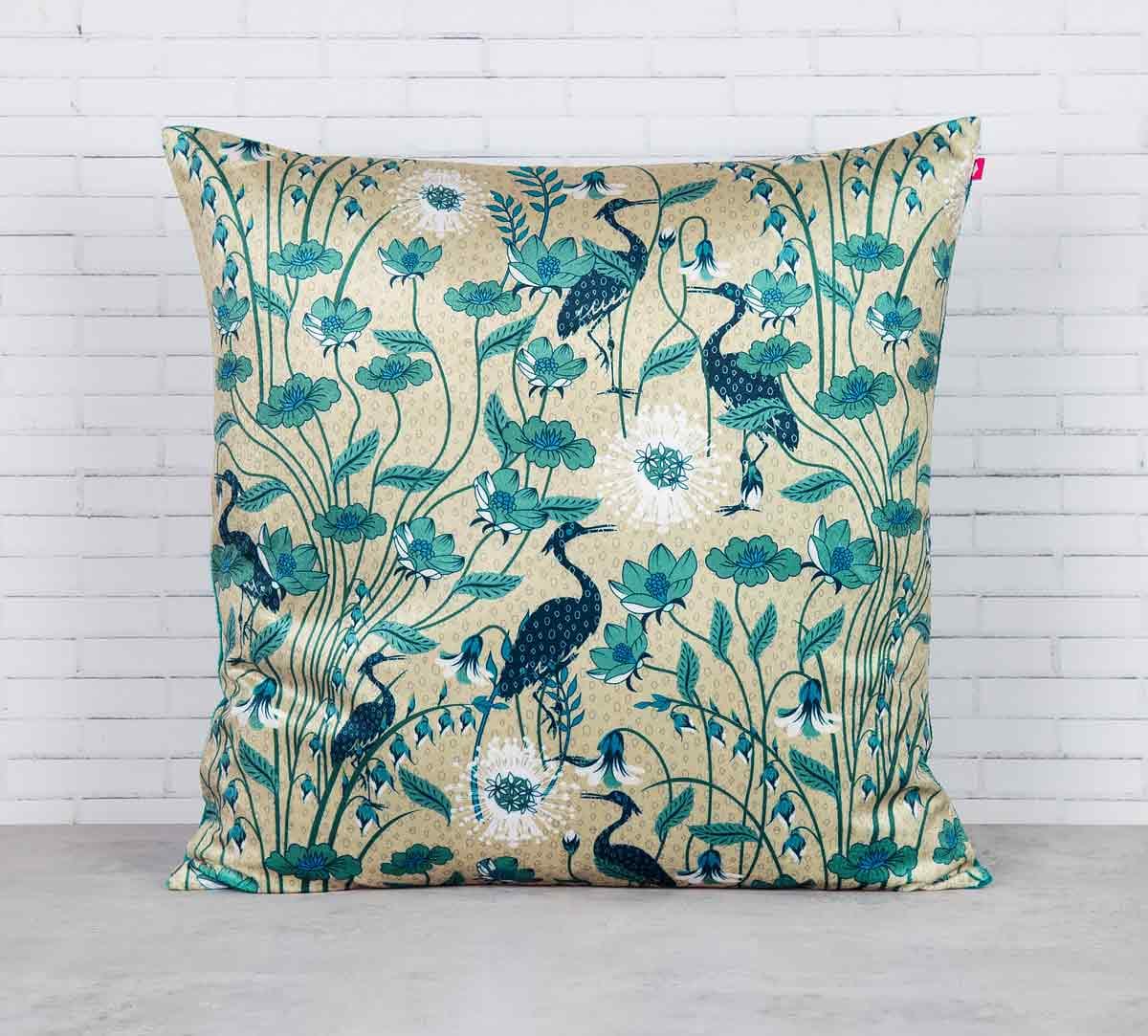 Egrets Botanical Treat Blended Velvet Cushion Cover