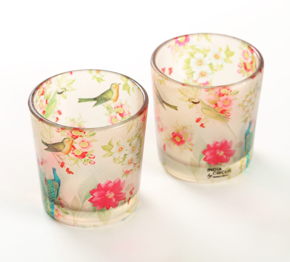Feathered Garden Beige Tea Light Holder Set of 2