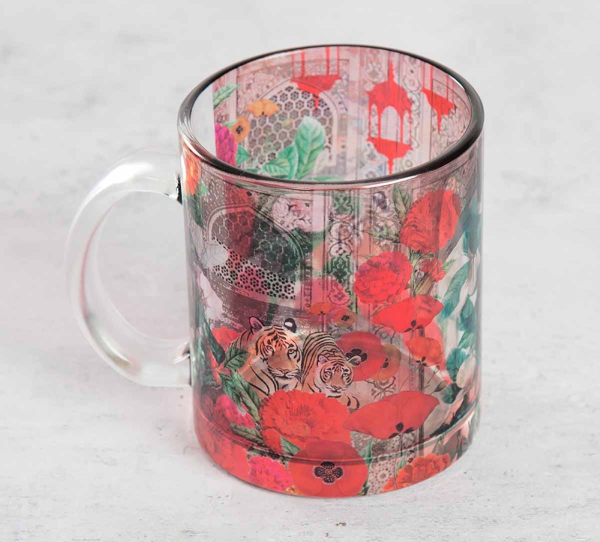 Floral Burst Glass Coffee Mug