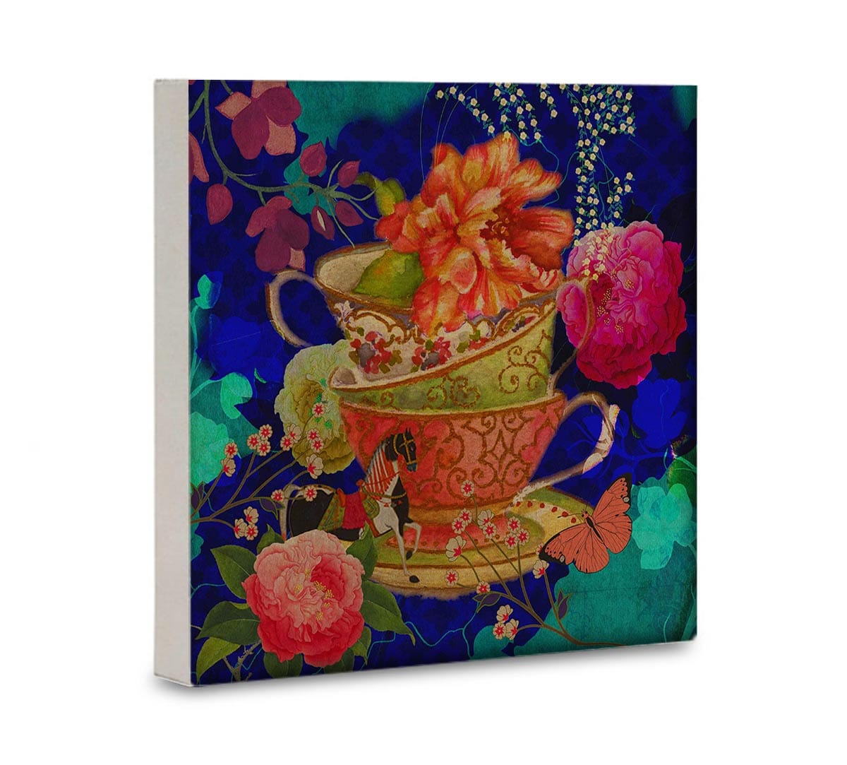 Floral Cup Illusion Canvas Wall Art
