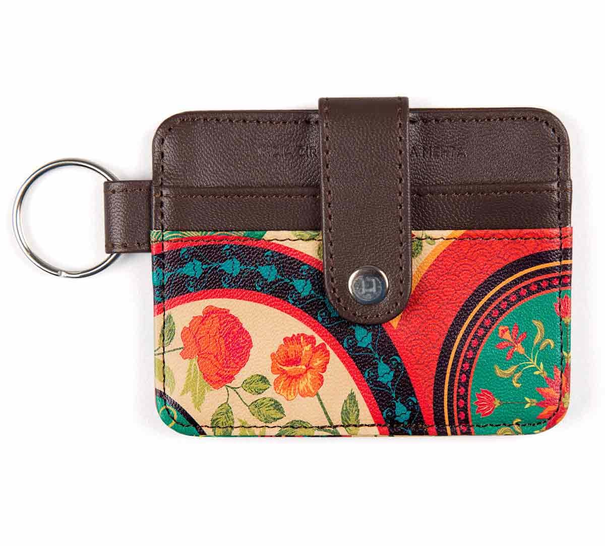 Floral Embroidery Keychain Card Holder