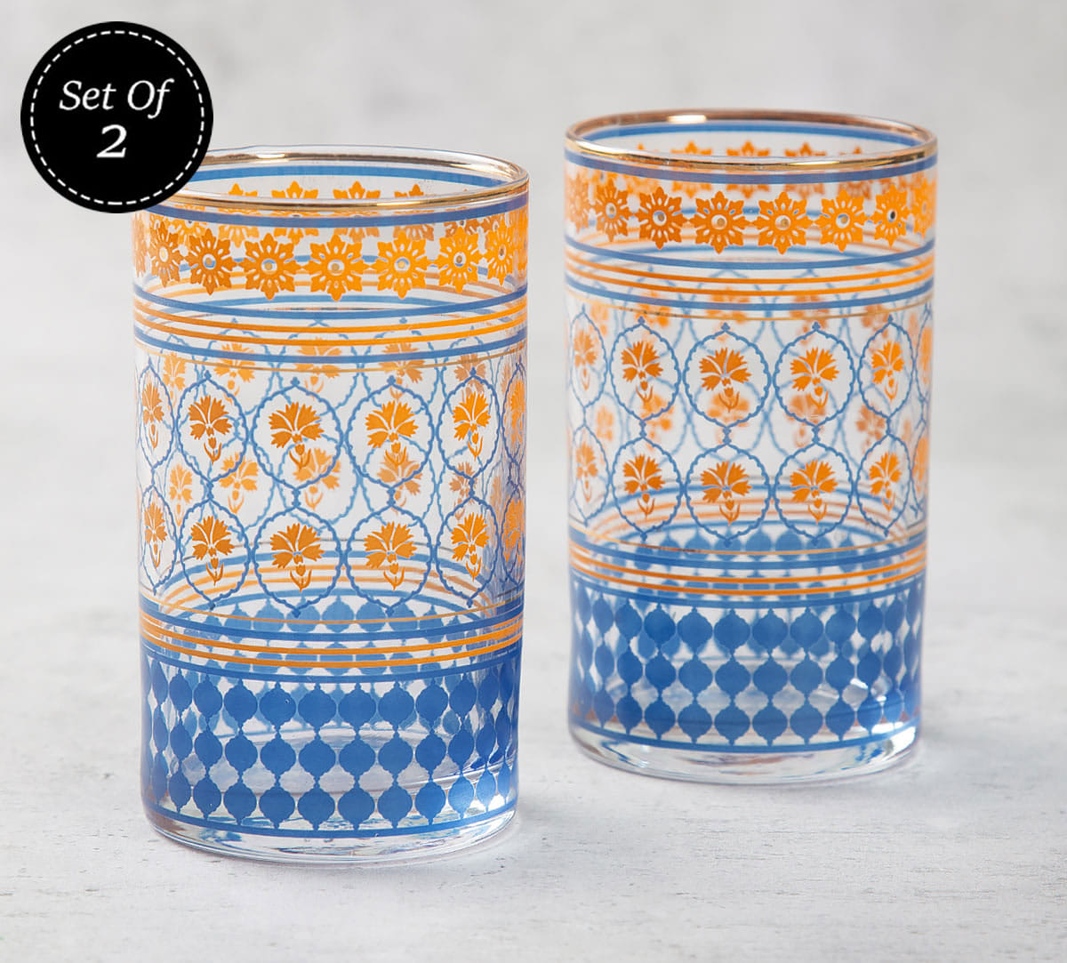Floral Hypnosis Small Glass Tumbler (Set of 2)