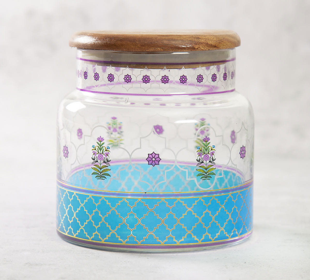 Floral Lattice Glass Jar