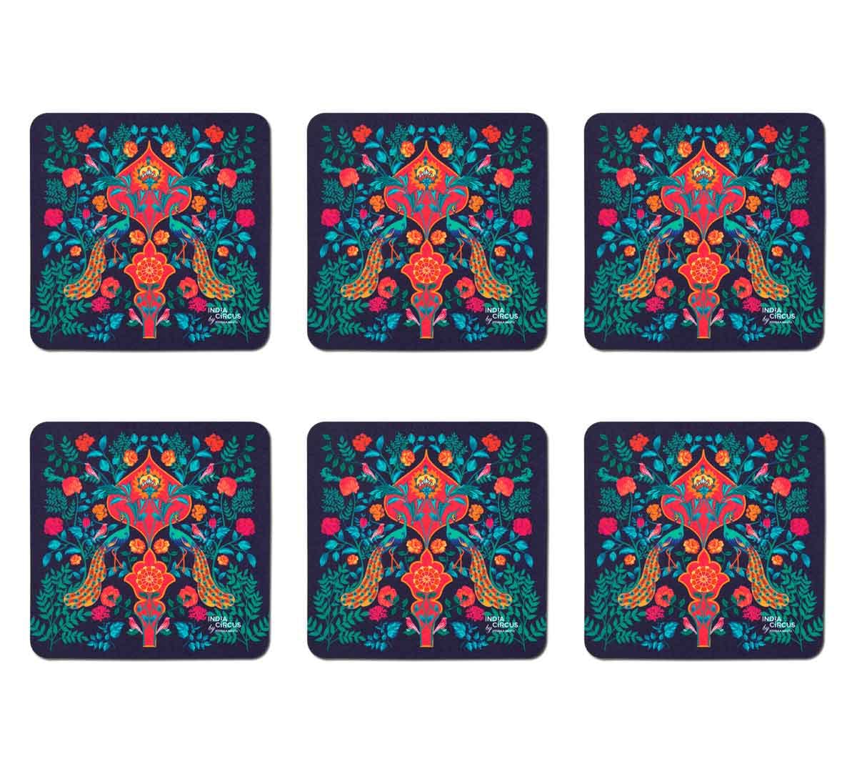 Fuchsia Birds and Floral Burst Table Coaster Set of 6