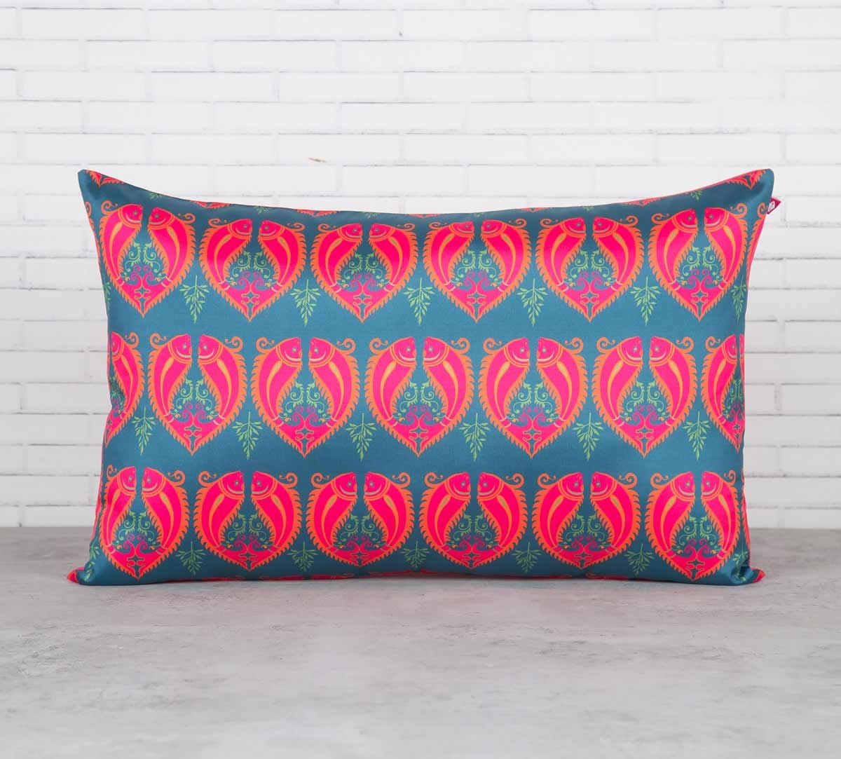 Fuchsia Fish Romance 20" x 12" Blended Taf Silk Cushion Cover