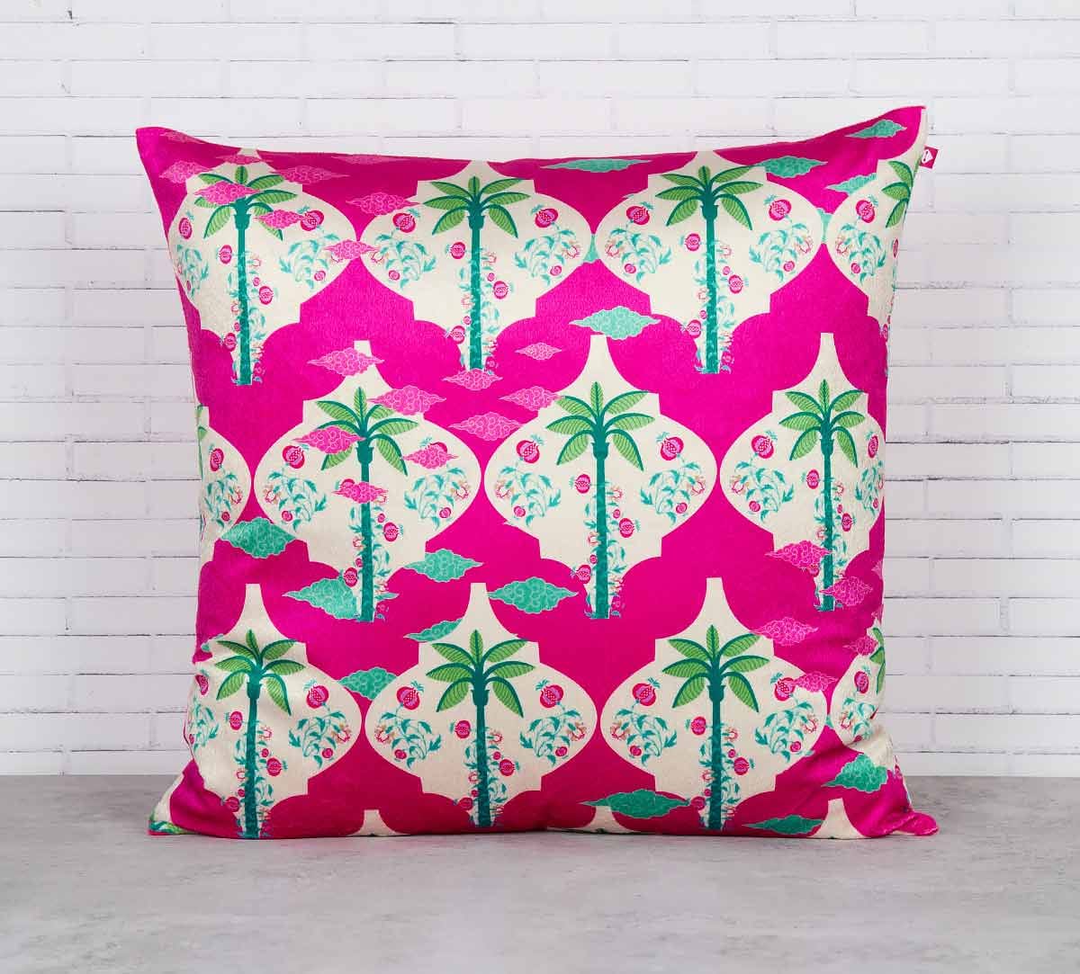 Fuchsia Palmira Blended Velvet Cushion Cover
