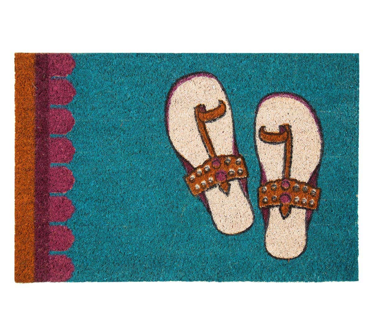 Funky Slippers Teal Doormat
