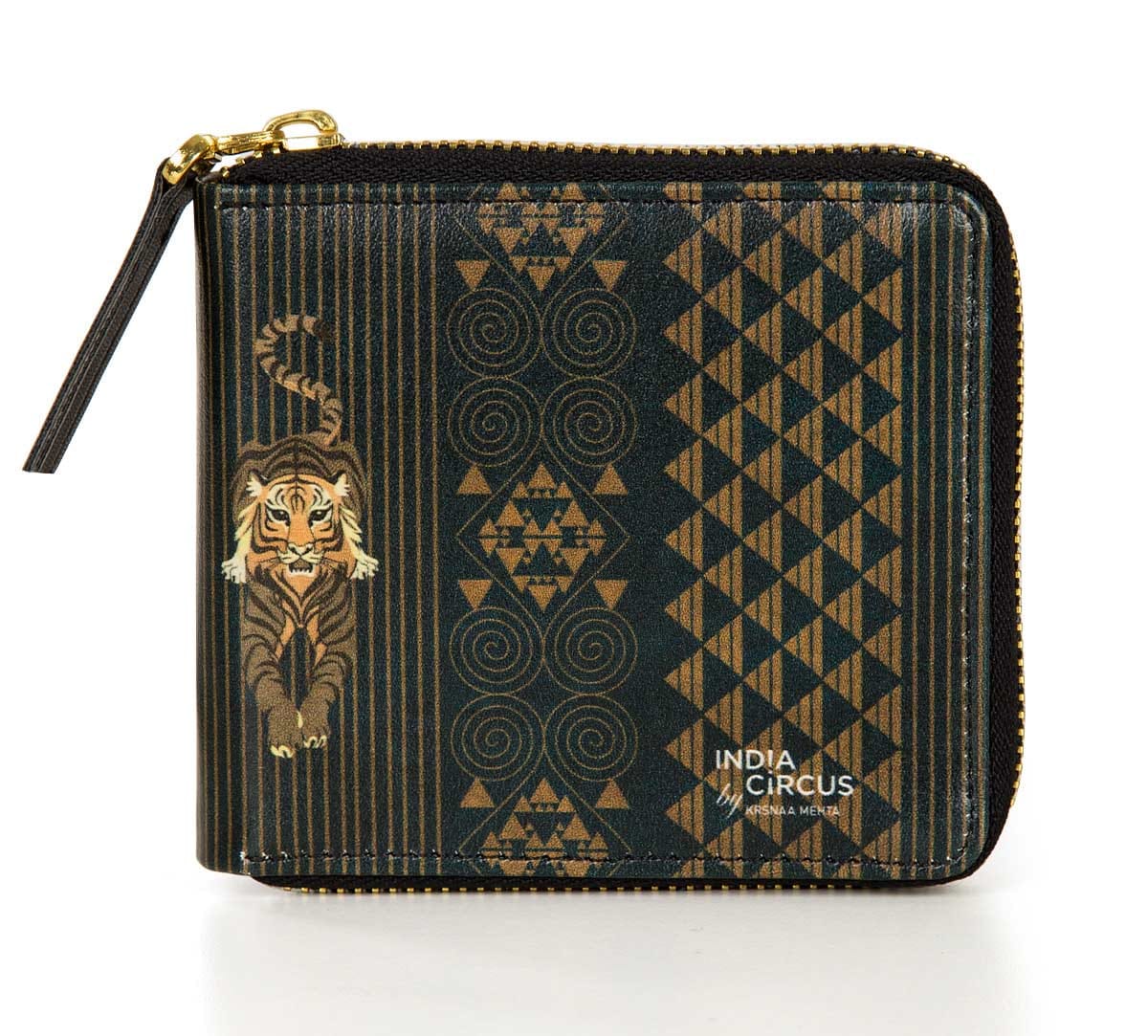 Geometrical Empress Blue Zipper Wallet