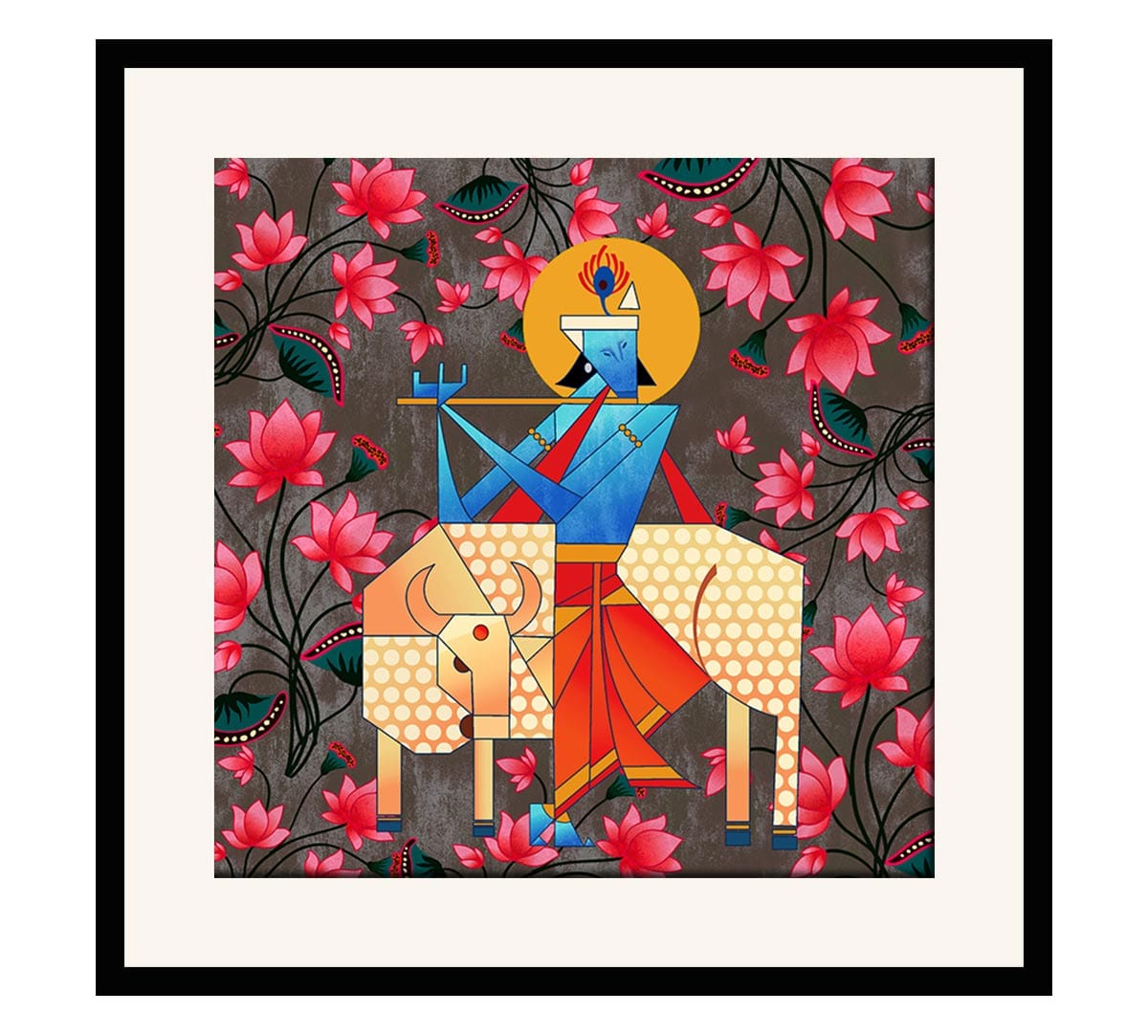 Geometrical Krishna Framed Wall Art