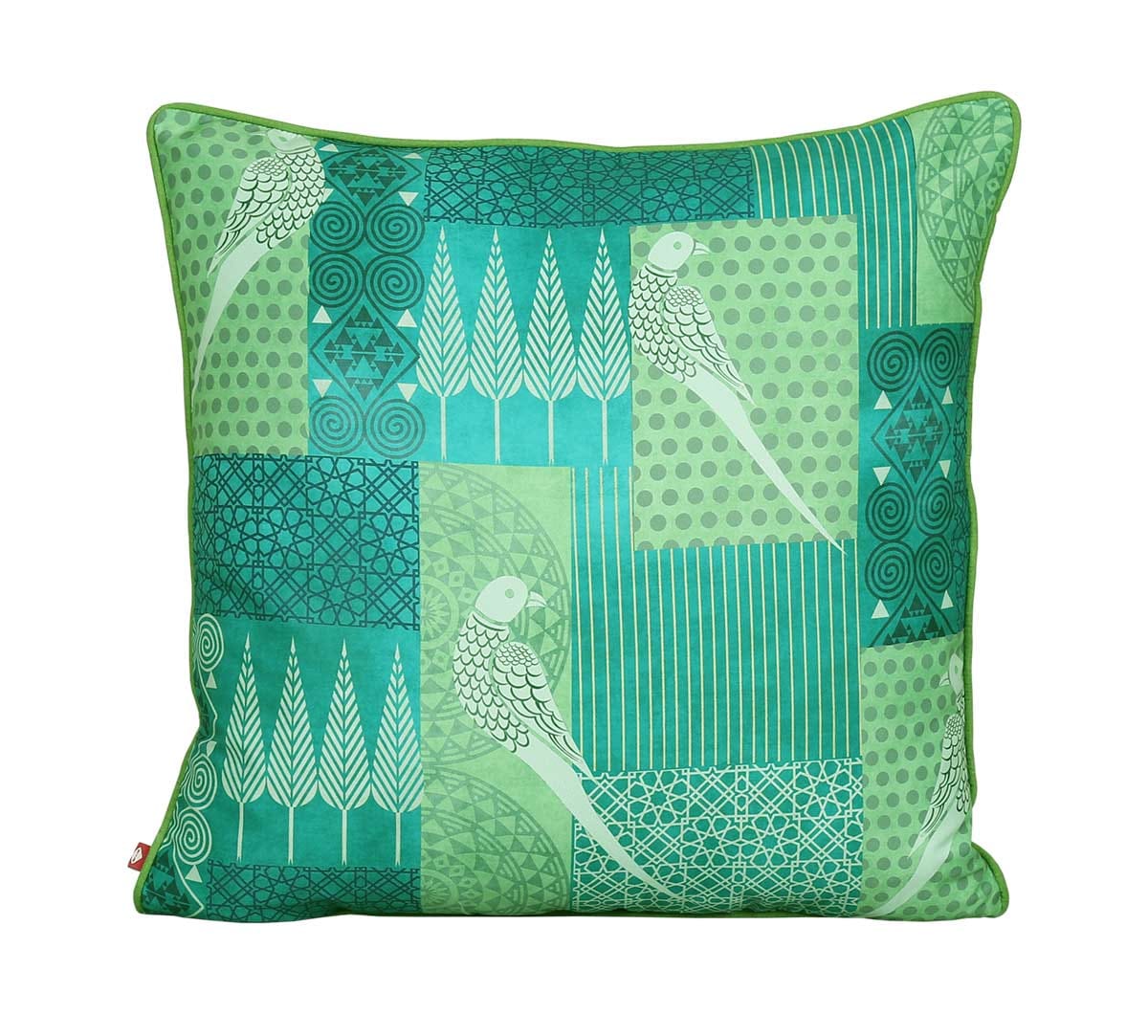 Geometrical Parrots Satin Blend Cushion Cover