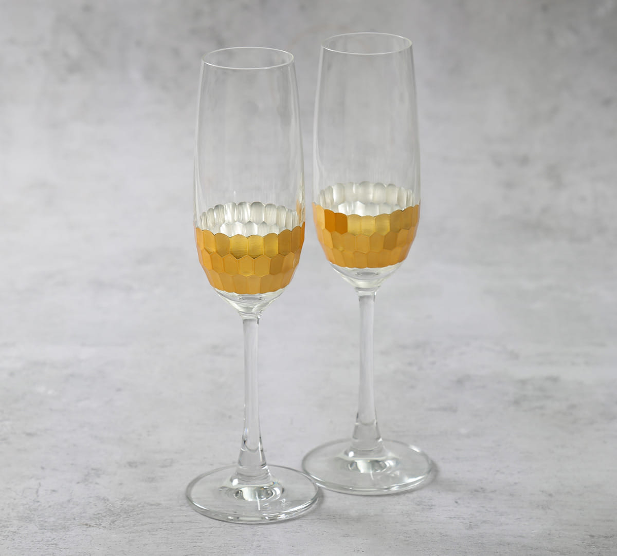 Gold Honeycomb Champagne Glass (Set of 2)