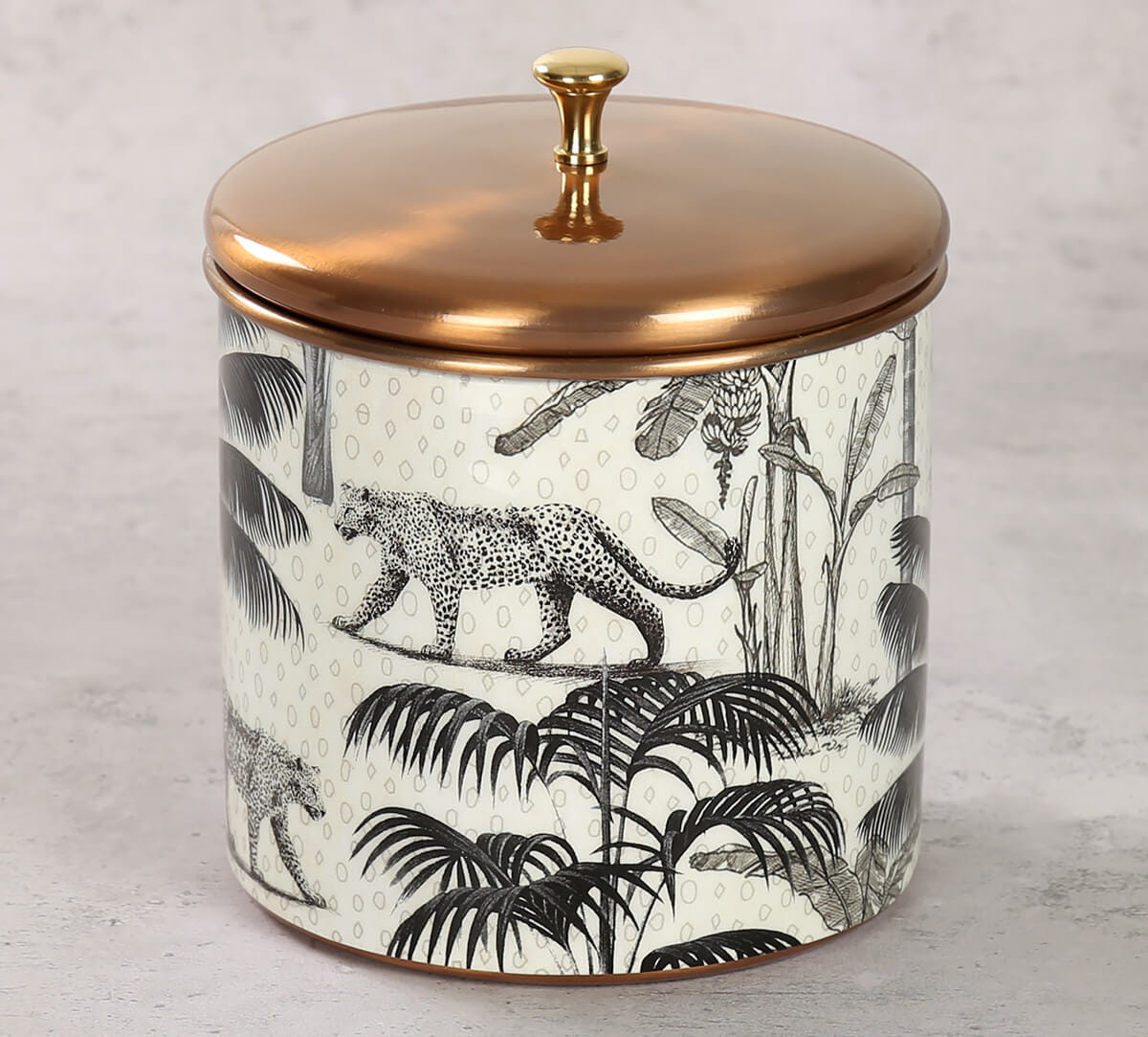 Grayscale Safari Steel Storage Jar