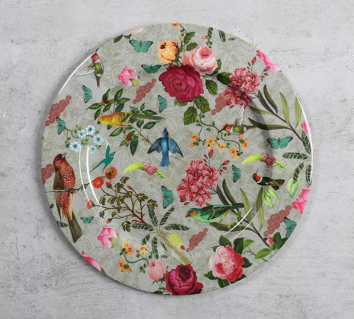 Grey Bird Land Iron Decor Plate