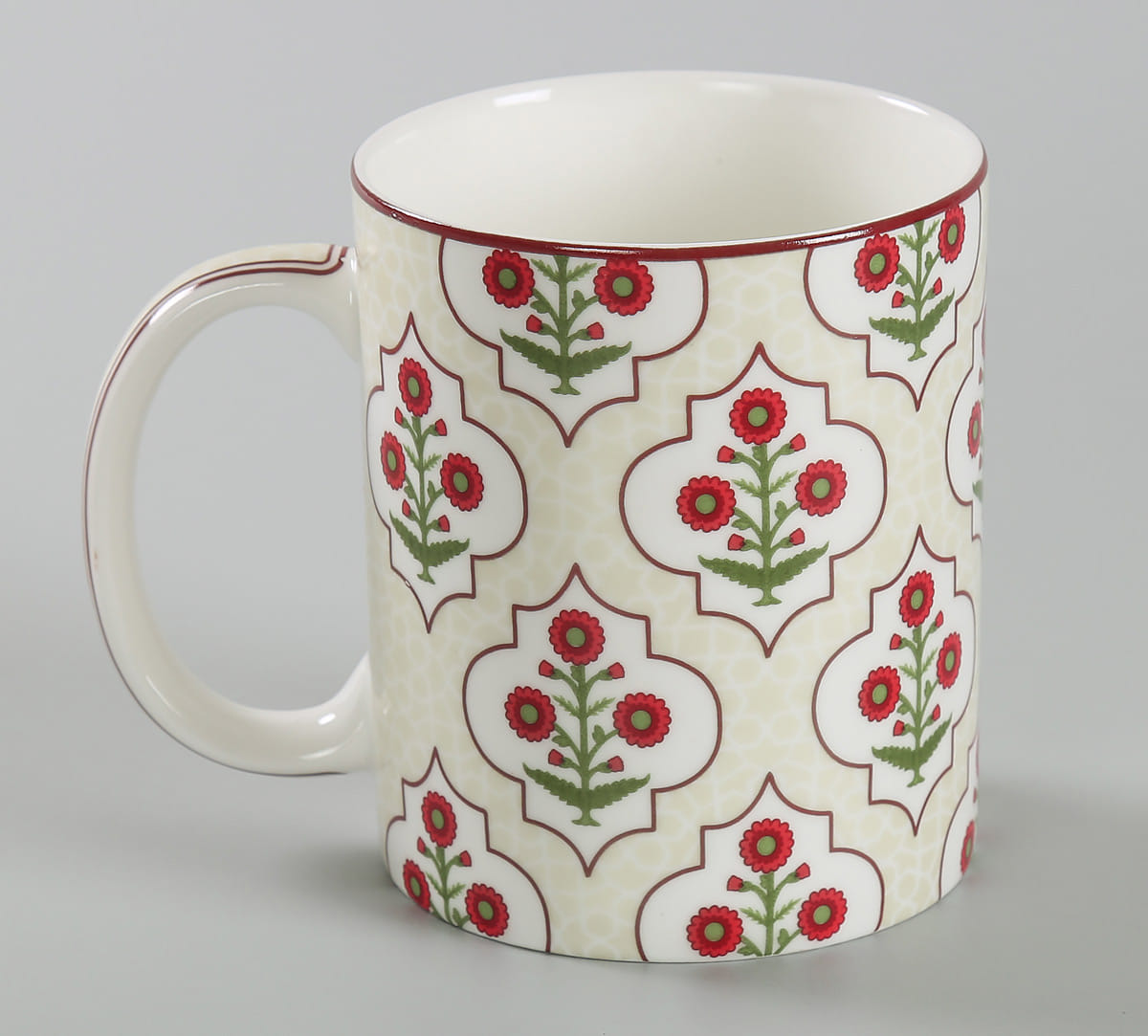 Grey Poppy Flower Coffee Mug Set of 2