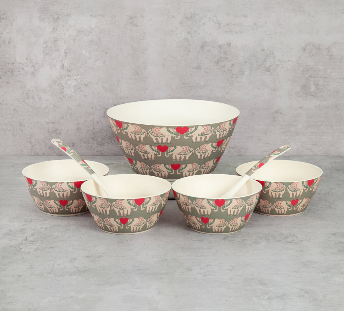 Heart Tusker Bamboo Salad Bowl Set