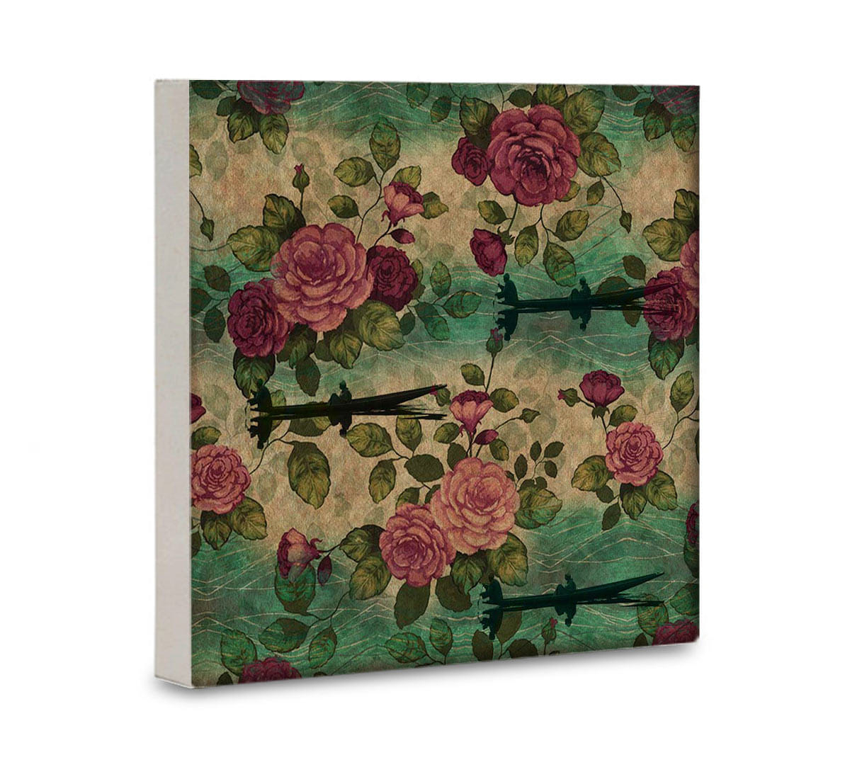 Lakeside Roses Canvas Wall Art