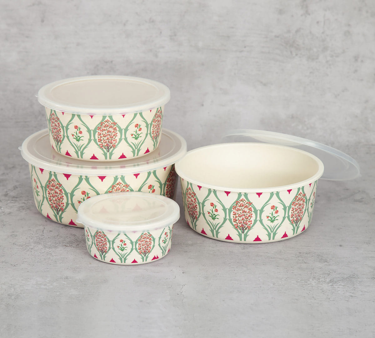 Lattice Blooms Bamboo Container Set