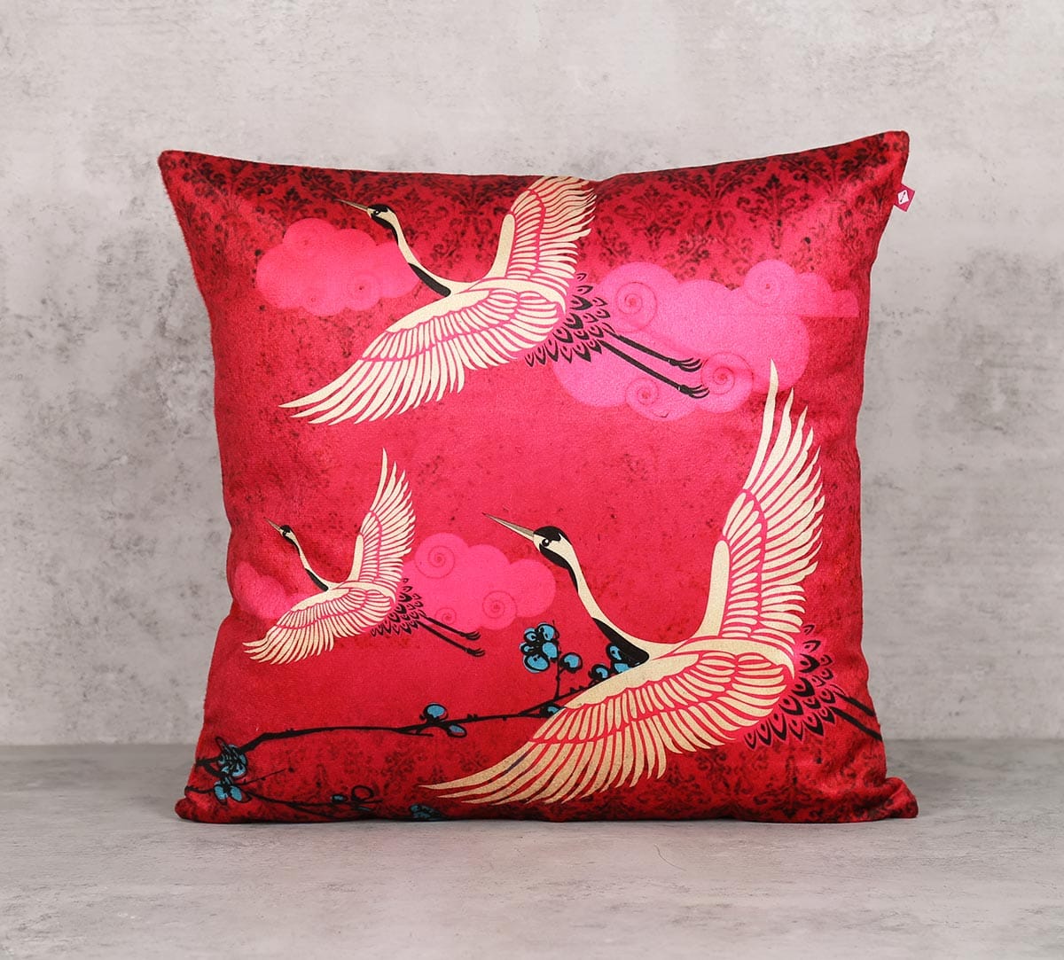 Legend Of The Cranes Blend Velvet Cushion Cover